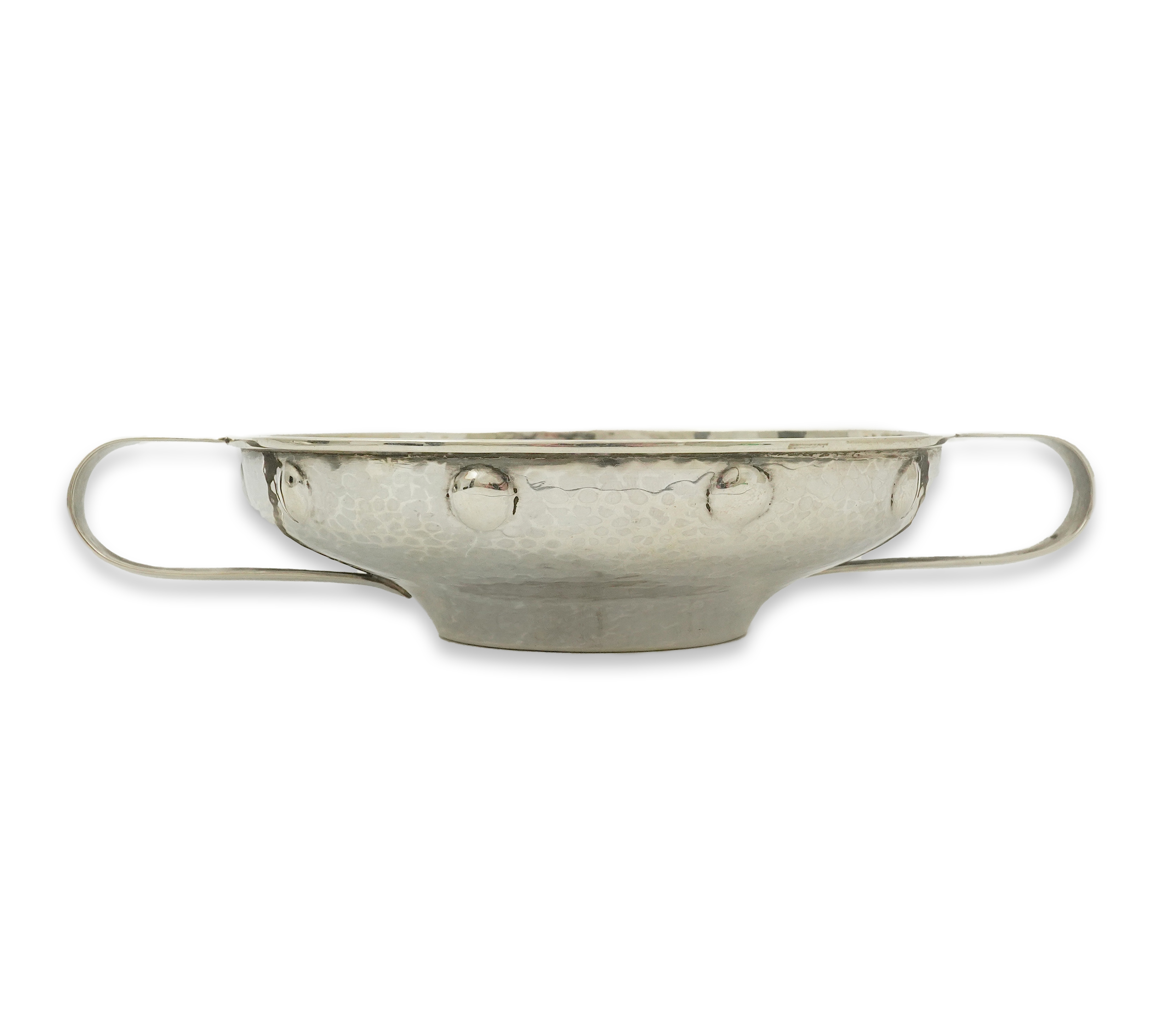 A George V Arts & Crafts planished silver golf related presentation quaich. by Albert Edward Jones